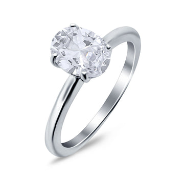 Oval Cathedral Solitaire Wedding Ring Simulated Cubic Zirconia 925 Sterling Silver